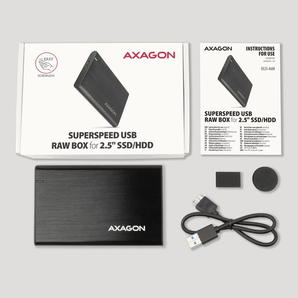 Axagon EE25-A6M drevkabinet HDD/SSD kabinet Sort 2.5"