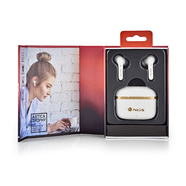 NGS ARTICA TROPHY Kuulokkeet Langaton In-ear Puhelut/Musiikki USB Type-C Bluetooth Kulta, Valkoinen