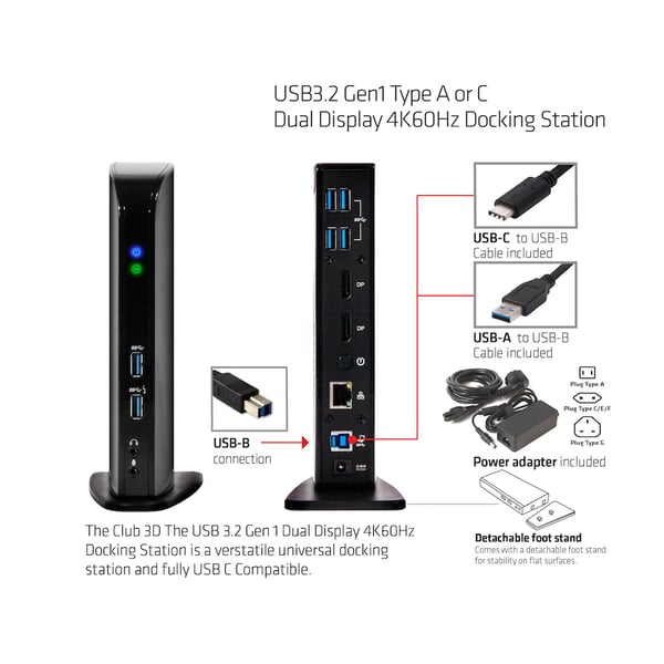 CLUB3D USB 3.0 Dual Display 4K60Hz Docking Station