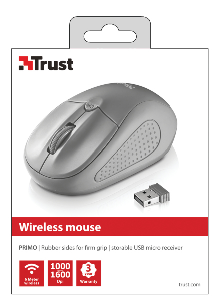 Trust 20785 mus Ambidextrous RF trådløst Optisk 1600 dpi