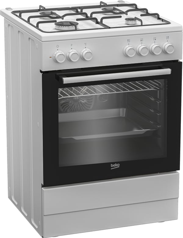 Beko FBE62120WD Fritstående komfur Elektrisk Gaskomfur Sort, Hvid