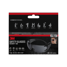 3M SecureFit Schutzbrille 200, graues Glas Turvalasit Polykarbonaatti (PC) Harmaa