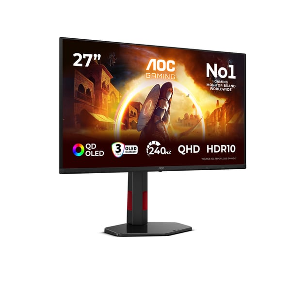 AOC G4 Q27G4ZDR platta pc-skärmar 67,3 cm (26.5") 2560 x 1440 pixlar Quad HD QD-OLED Svart, Röd