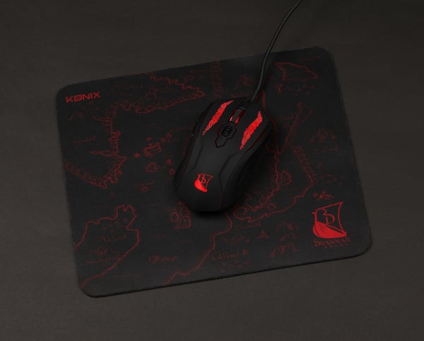 Konix Drakkar Raider Pack tangentbord Mus inkluderad Spela USB AZERTY Fransk Svart, Röd