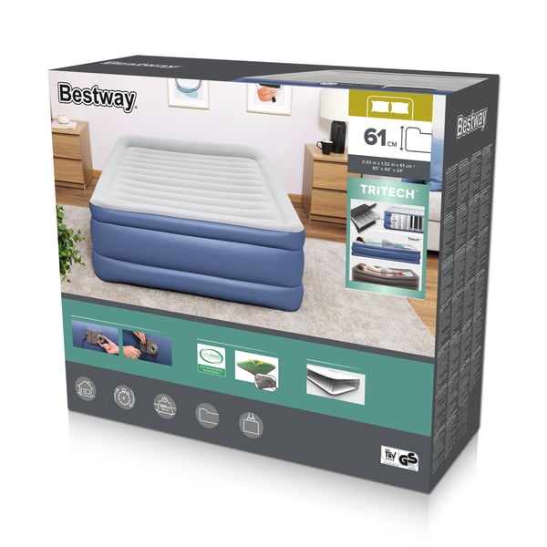 Bestway 67690 / 23 luftmadrass Dubbelmadrass Blå, Vit Unisex Bestway 67690 / 23 luftmadrass Dubbelmadrass Blå, Vit Unisex