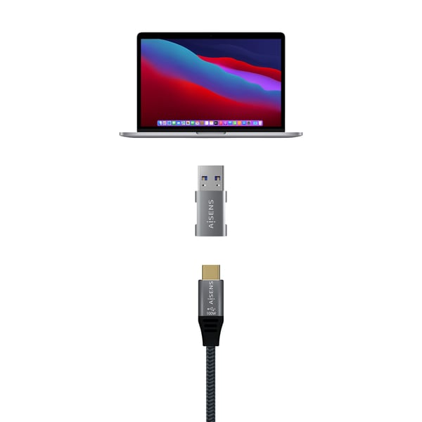 AISENS A108-0655 kabelomvandlare (hane/hona) USB C USB A Grå