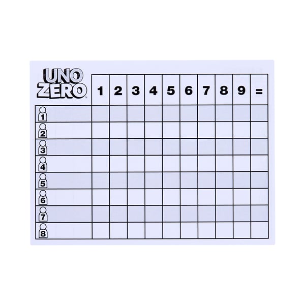 Games UNO Zero kortspil til børn, voksne og familieaftener, fester og rejser, indeholder kortspil og pointkort