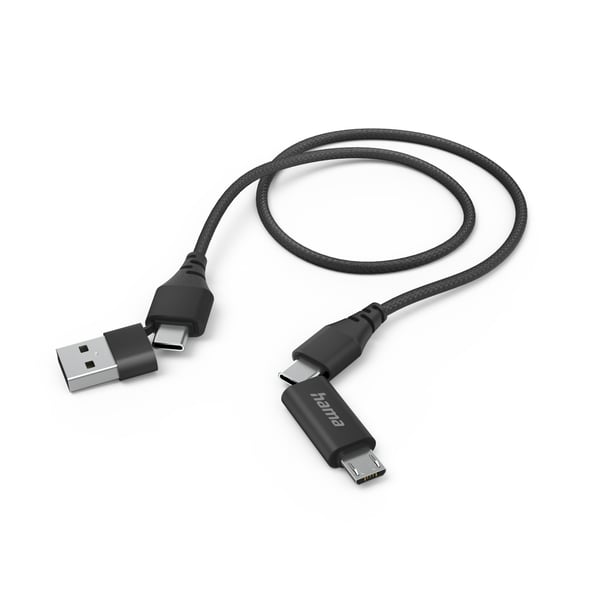 Hama 00201537 USB-kablar USB 2.0 1,5 m USB A/USB C USB C/Micro-USB B 0,48 Gbit/s Svart