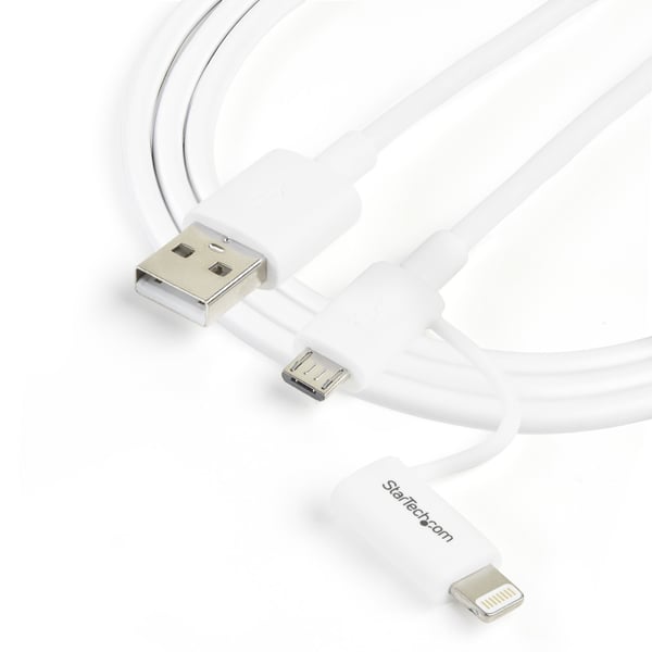 StarTech.com LTUB1MWH USB-kabel USB 2.0 1 m USB A Micro-USB B Hvid
