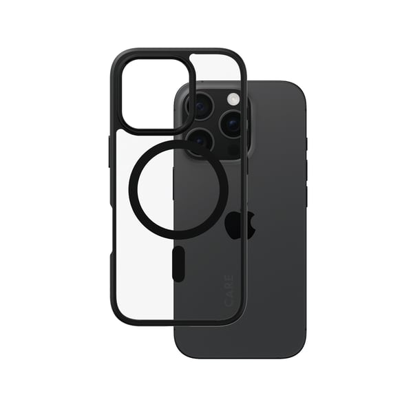 PanzerGlass CARE™ by ® Urban Combat Case Transparent m. Sort Ramme & MagSafe iPhone 16 Pro