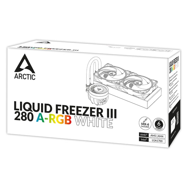 ARCTIC Liquid Freezer III 280 A-RGB Suoritin All-in-one-nesteenjäähdytin 14 cm Valkoinen 1 kpl