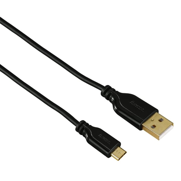 Hama 0.75m, USB2.0-A/USB2.0 Micro-B USB-kabel 0,75 m USB A Micro-USB B 0,48 Gbit/sek. Sort