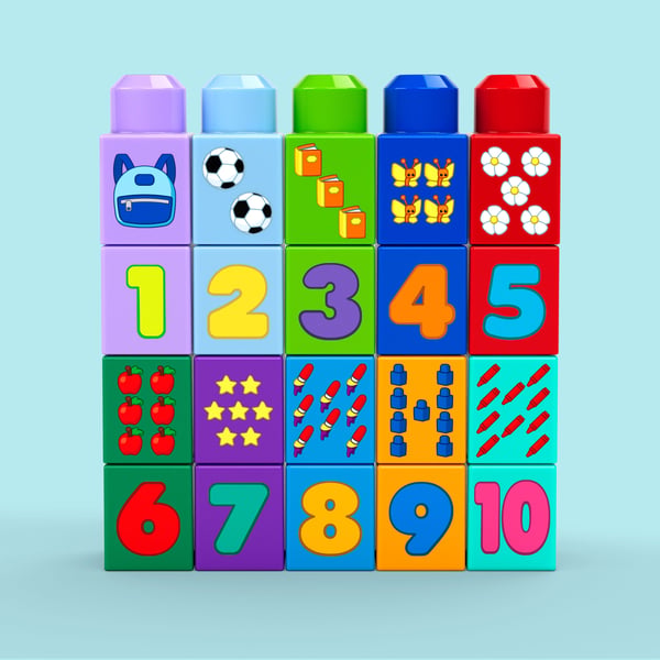 MEGA BLOKS First Builders-klodslegetøj byg og tæl-bus (45 dele) til småbørn