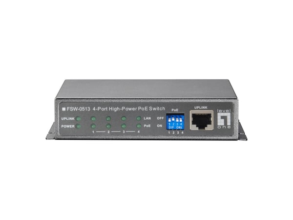LevelOne FSW-0513 verkkokytkin Fast Ethernet (10/100) Power over Ethernet -tuki Musta, Harmaa