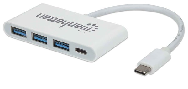 Manhattan 163552 interface hub USB 3.2 Gen 1 (3.1 Gen 1) Type-C 5000 Mbit/s Hvid