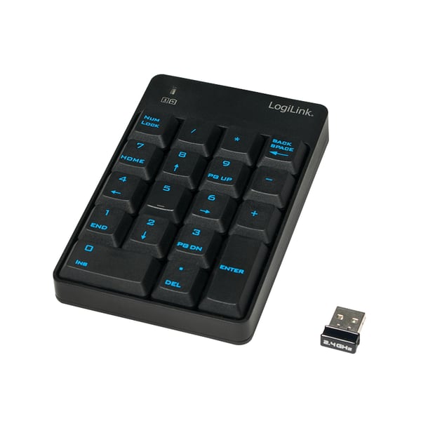LogiLink ID0120 numerisk tastatur Universel RF trådløst Sort