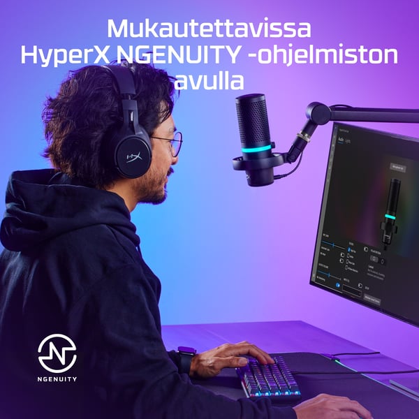 HyperX DuoCast – USB-mikrofoni (musta) – RGB-valaistus