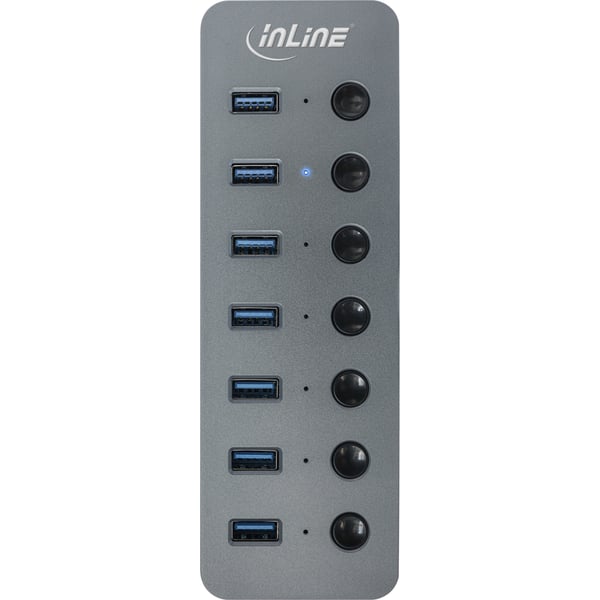 InLine 35395D gränssnittshubbar USB 3.2 Gen 1 (3.1 Gen 1) Type-A 5000 Mbit/s Grå