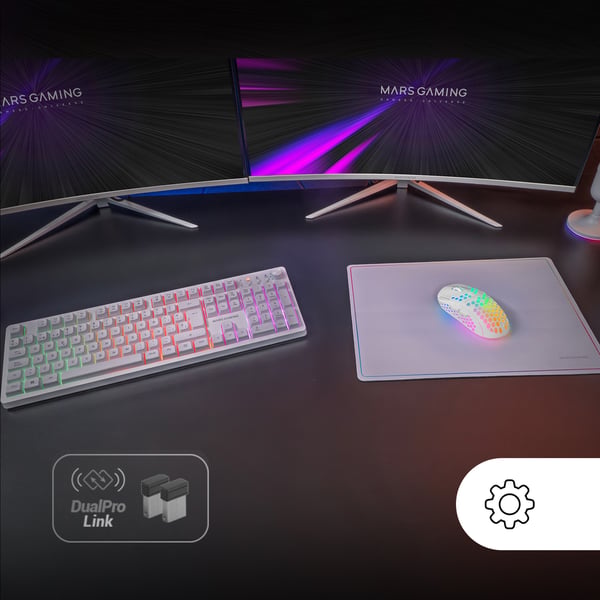 Mars Gaming MCPWXWPT tastatur Mus inkluderet Spil RF trådløs + USB QWERTY Portugisisk Hvid