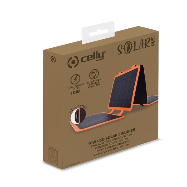 Celly Solarpro10W Älypuhelin Musta, Oranssi Aurinko Ulkona