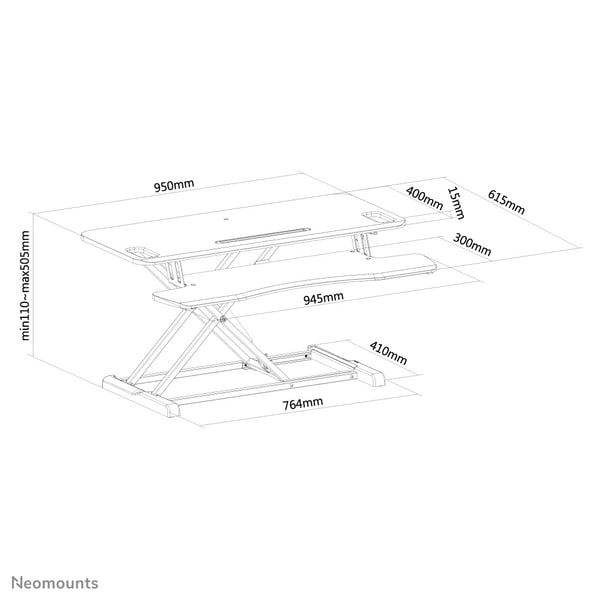 Neomounts NS-WS300BLACK desktop arbejdsplads med siddestativ