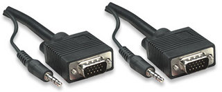 Manhattan HD15, 3.5mm/HD15, 3.5mm, M/M, 1.8m 1,8 m VGA (D-Sub) + 3.5mm Musta