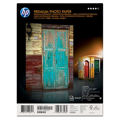 HP Premium Satin 20 sht/A2+/458 x 610 mm (18 x 24 in) Hvid