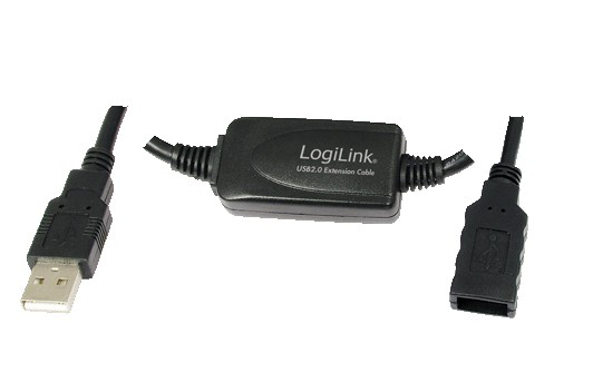 LogiLink 25M USB 2.0 - USB 2.0 M/F USB-kabel USB A 0,48 Gbit/sek. Sort