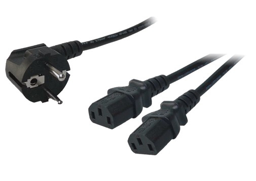 LogiLink 1.5m, Schuko-C13/2xIEC C13, M/F Svart 1,5 m CEE7/14 C13 coupler