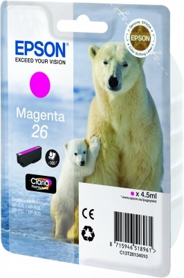 Epson Polar bear Enkeltpakke, magenta 26 Claria Premium Ink Epson Polar bear Enkeltpakke, magenta 26 Claria Premium Ink