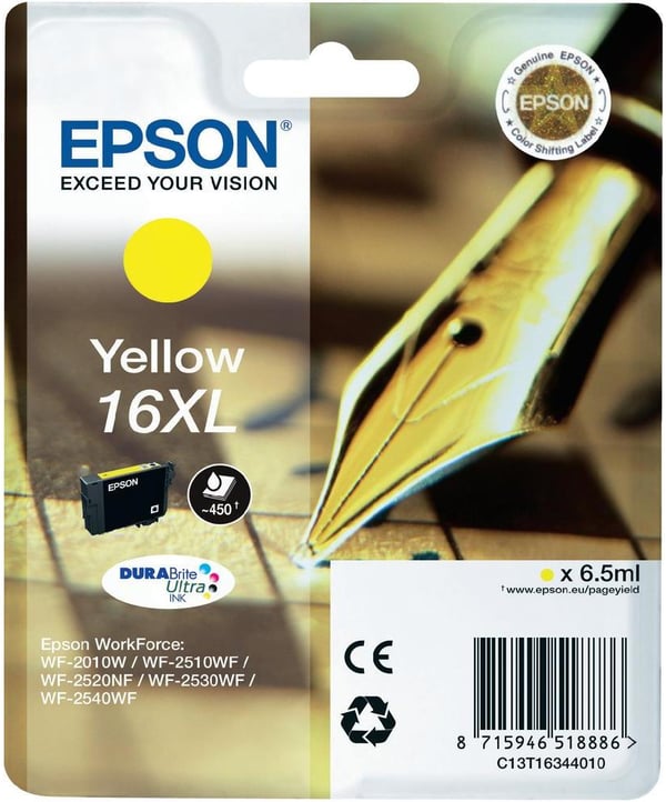 Epson Pen and crossword Enkeltpakke, gul 16XL DURABrite Ultra Ink Epson Pen and crossword Enkeltpakke, gul 16XL DURABrite Ultra Ink