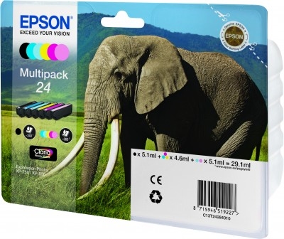 Epson Elephant Multipakke, 6 farver 24 Claria Photo HD Ink