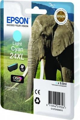 Epson Elephant Enkeltpakke, lys cyan 24XL Claria Photo HD Ink Epson Elephant Enkeltpakke, lys cyan 24XL Claria Photo HD Ink