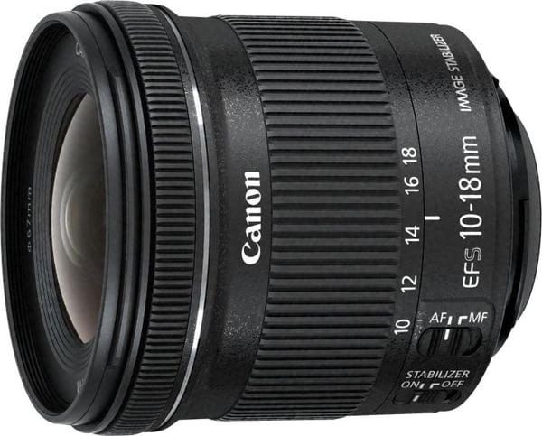 Canon EF-S 10-18mm f/4.5-5.6 IS STM + EW-73C + Lens Cloth SLR Ultra bredlinse Sort