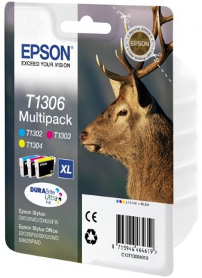 Epson Stag Multipack 3-väriä T1306 DURABrite Ultra Ink