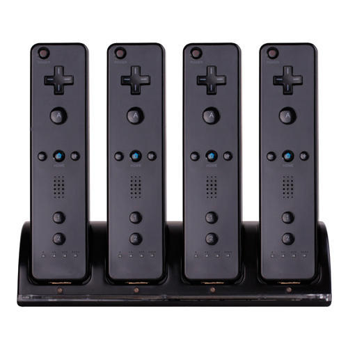 Kompatibel med Wii Ladestander Bluelight Ladestation til 4 controllere - Sort