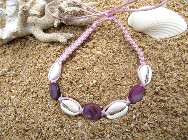 Armband/Fotband Snäckor rosa