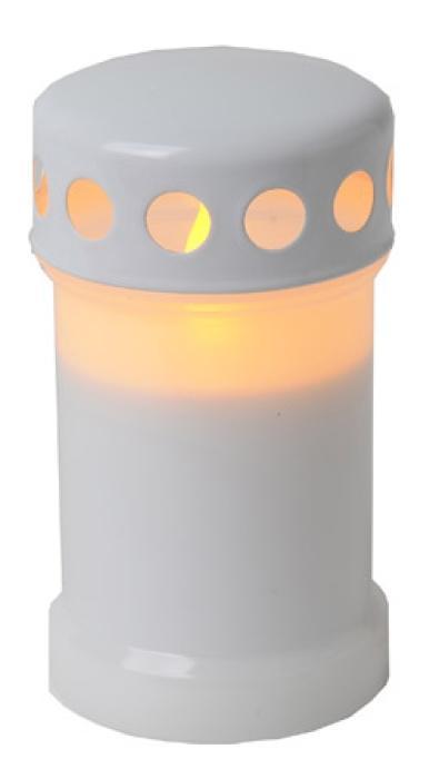 Gravlys Hvid LED med flimrende flamme. 2-pak.