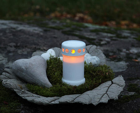 Gravlys Hvid LED med flimrende flamme. 2-pak.