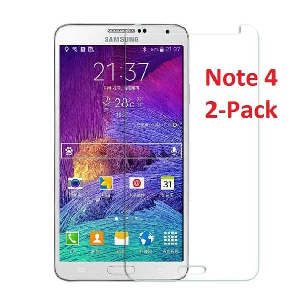 Samsung Note 4 Skjermbeskytter x2 med rengjøringsklut