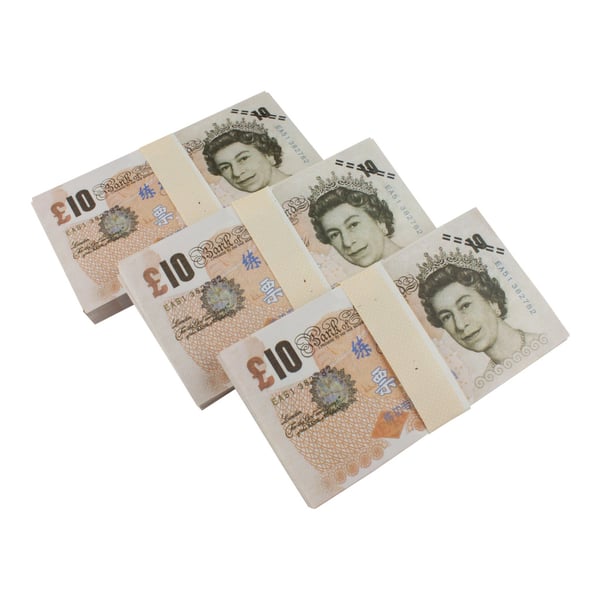 Leikkirahat - 10 Britannian punta (100 seteliä)