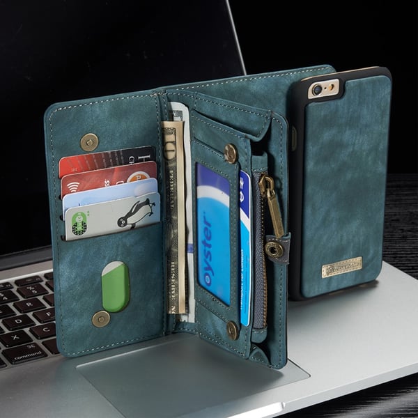 CASEME iPhone 6s 6 Retro Split Lommebok - deksel I Lær - Blå