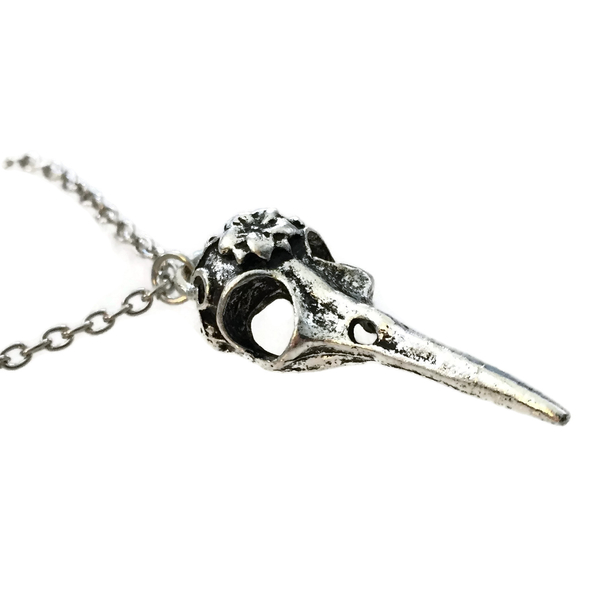 Halsband Kranium Fågel Silver Skull Raven Skelett