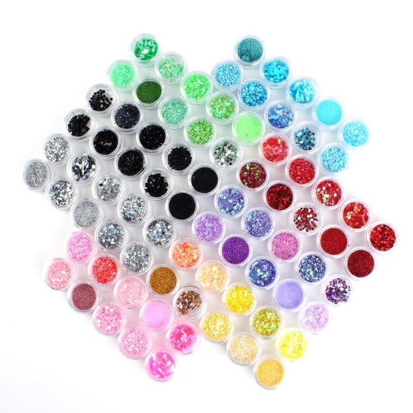 80 krukker med negleglitter neglepynt glitter