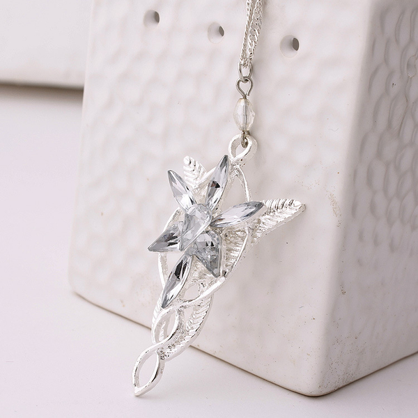 Halskjede Arwen Evenstar historien om ringen sølvbelagt