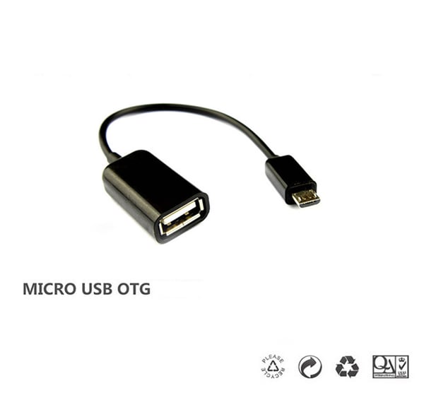 USB till Micro USB Kabel - Inbyggd OTG Adapter - Svart