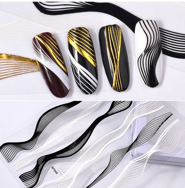 Nagelstickers stripes nageldekorationer - nail art stickers