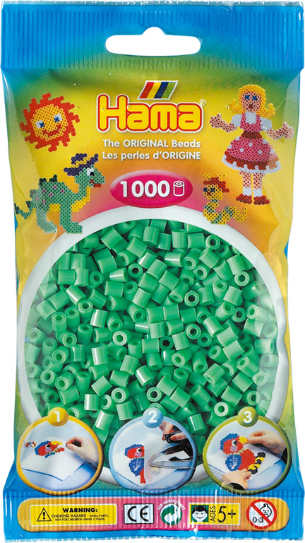 Pärlor till pärlplatta Hama Midi Ljusgrön 1000st 207-11