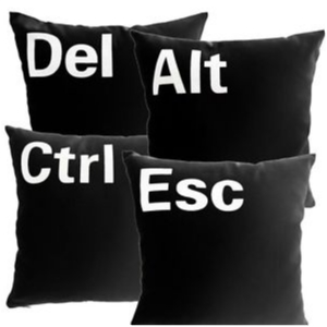 4st 50x50cm Kuddfodral: Ctrl Alt Del Esc