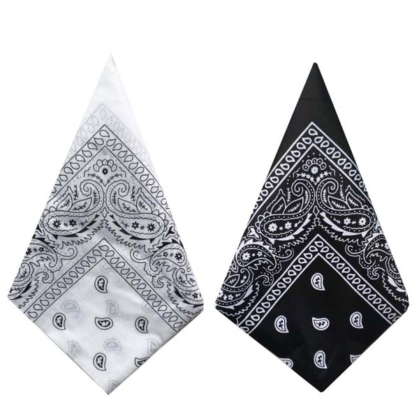 Bandana Paisleymönster Svart och Vit 2-pack